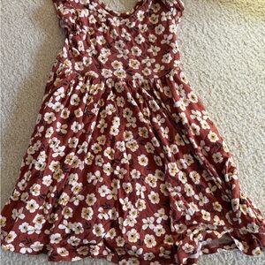 Floral Kids Dress in Brown and White